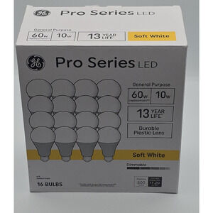 GE Pro Series A19 LED 60W Dimmable Soft White 16 Bulbs 800 Lumens - NEW